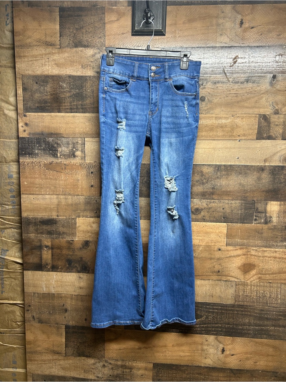 Rue21 Medium Blue Distressed Flare Jeans